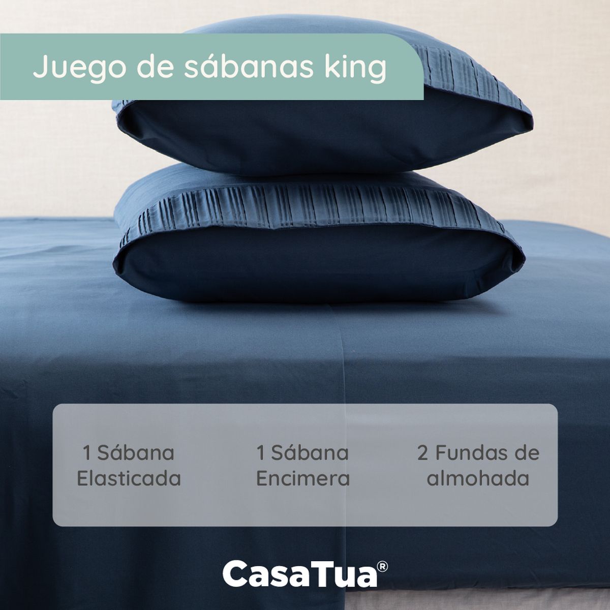 CASATUA - Sabanas Hotel Casatua Ultra Suave - Azul marino - King