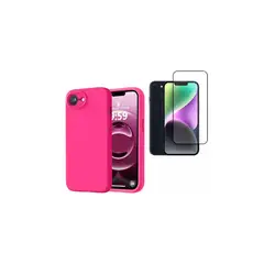 GENERICO - Kit Carcasa Silicona Color Con Lamina de Vidrio Para iPhone 16E
