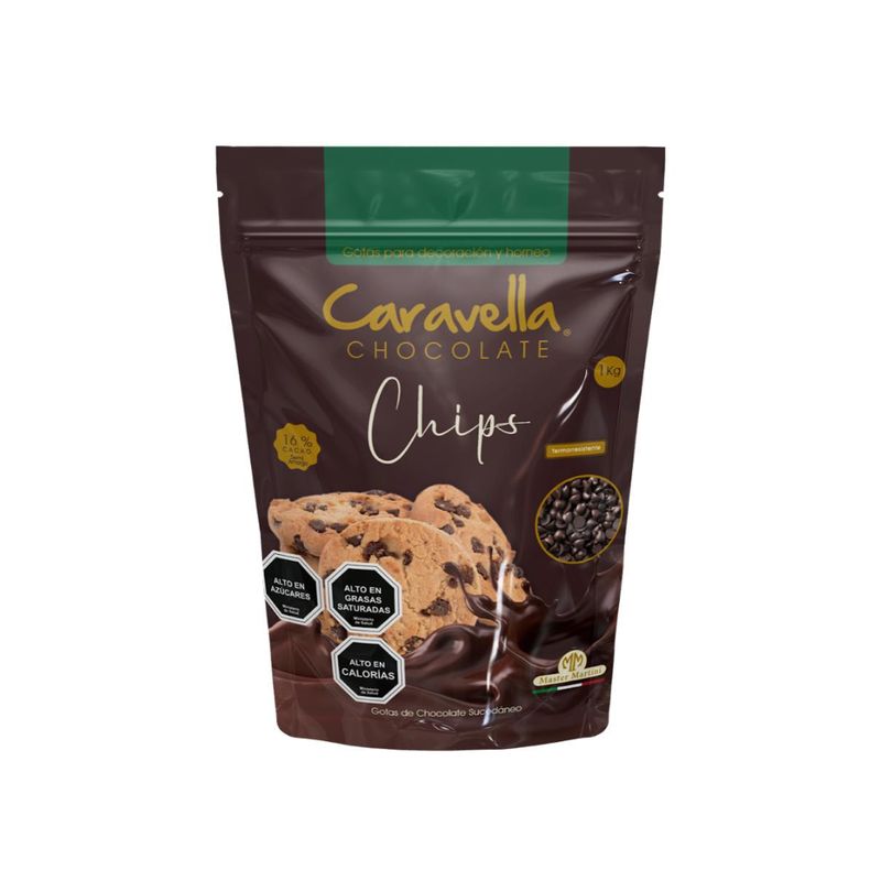 CHOCOLATES CARAVELLA - Cobertura De Chocolate Caravella Chips Semiamargo 1 Kg