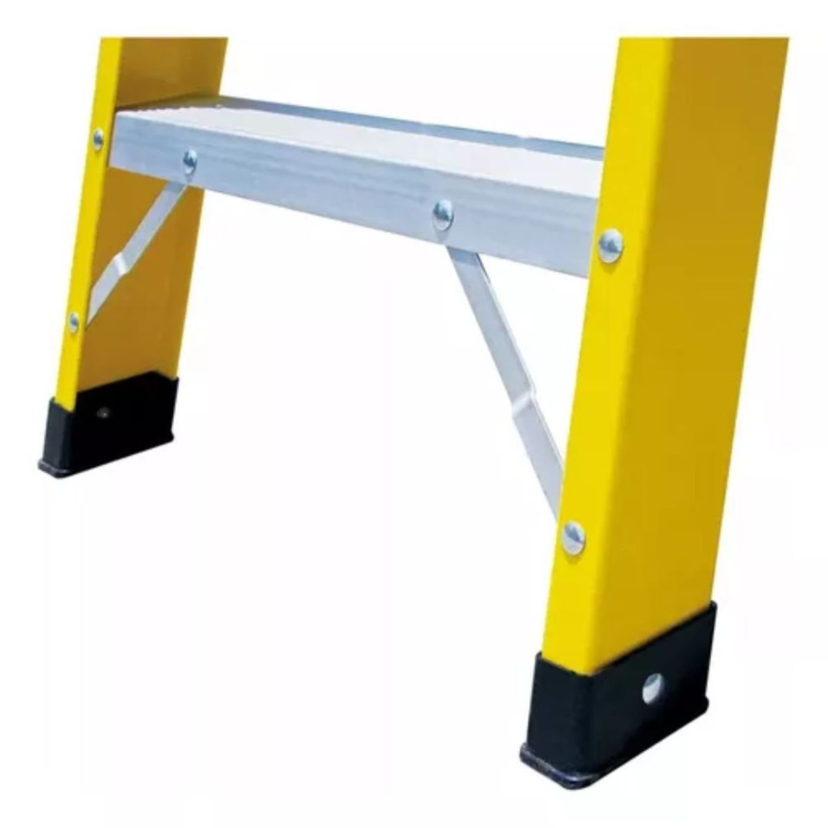 GENERICO - Escalera Fibra De Vidrio Industrial 2,4mts 8 Peldaños 150 kg Amarilla