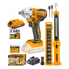INGCO - Llave De Impacto 20 V + Lampara + 10 Dados Cosli23011