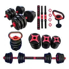 HOMEBRANDT - Set Mancuernas Profesional 40kg Kettlebell Barra Boomfit