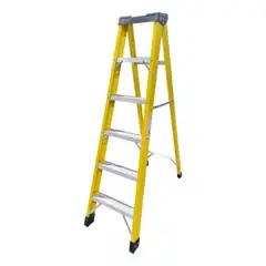 GENERICO - Escalera Fibra De Vidrio Industrial 12mts 6 Peldaños 150kg Amarilla