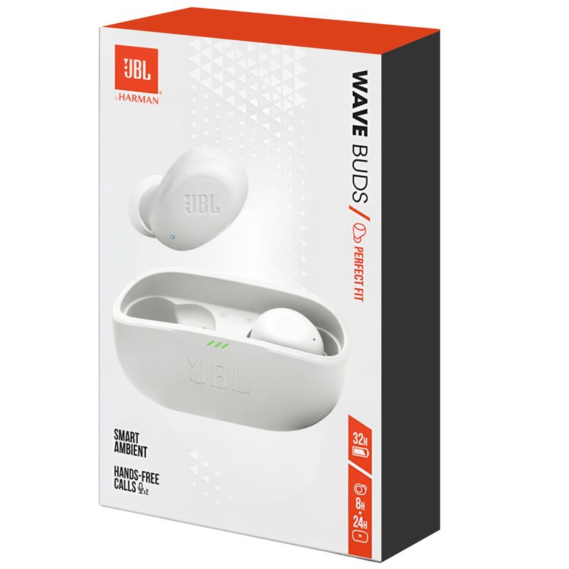 JBL - Audífonos JBL Bluetooth TWS Wave Buds Autonomía de 32H White
