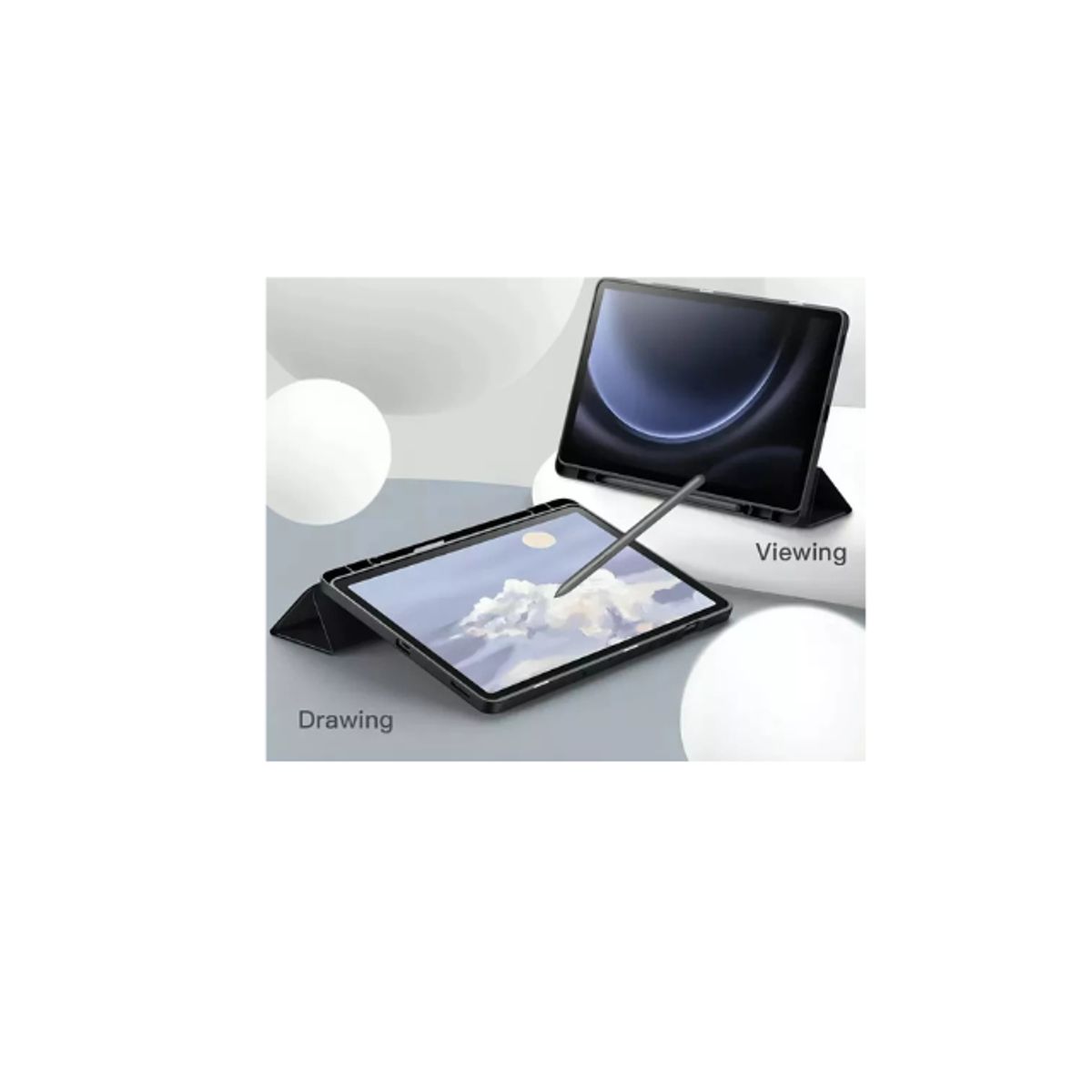 GENERICO - Funda Inteligente Para Samsung Galaxy Tab S9 Fe Plus 12.4 Gris Oscuro