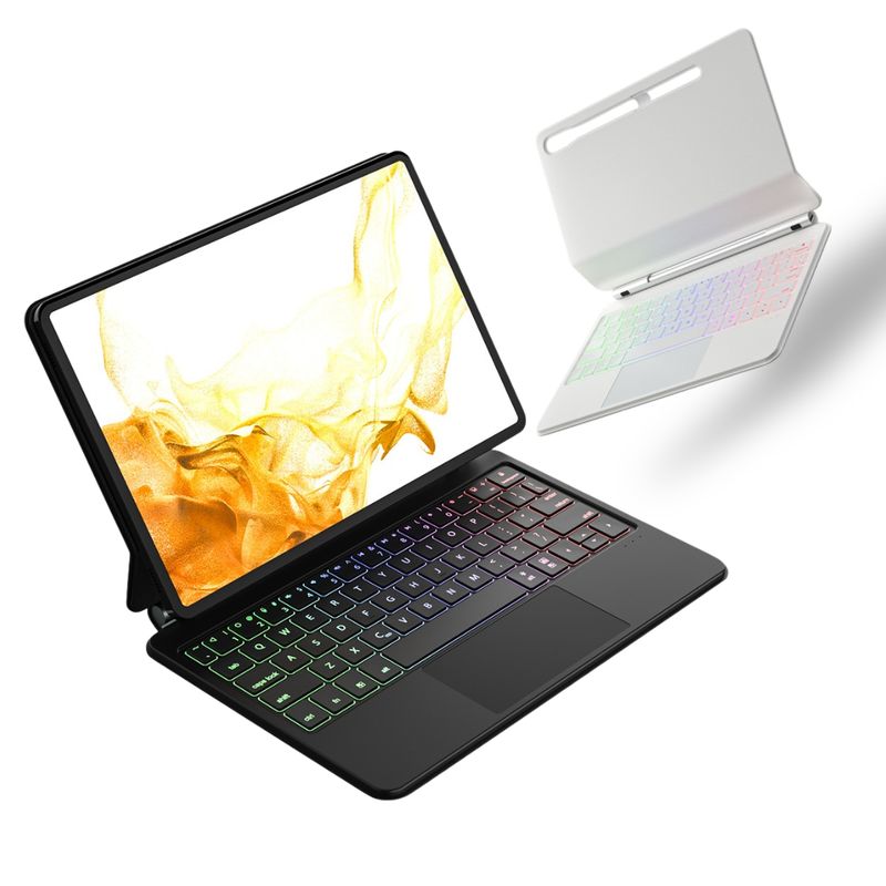 GENERICO - Funda Con Teclado Magic Key Para Galaxy Tab S7-S8-S9-S9FE - Blanco -