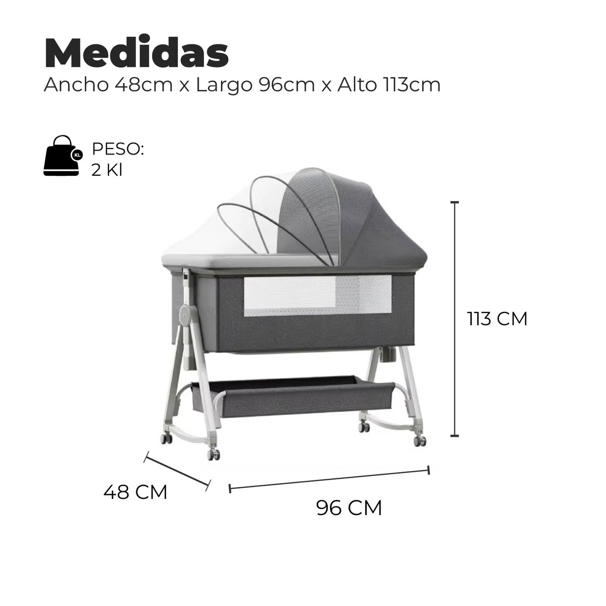 ALPHA - Cuna Colecho Moises Bebe Mecedora 4 Alturas  Safe&soft