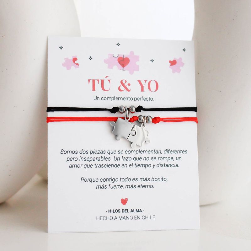 GENERICO - Pulsera para parejas - Puzzle Rompecabezas Plateado