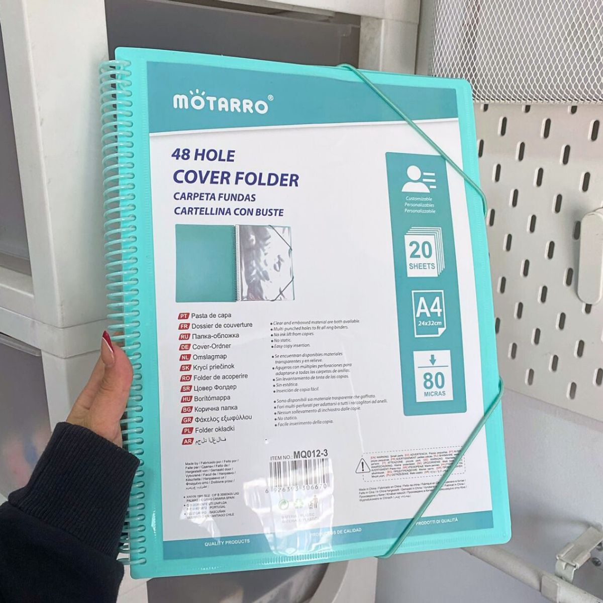 MOTARRO - Carpeta Archivadora Anillada A4 Con 20 Fundas Transparentes