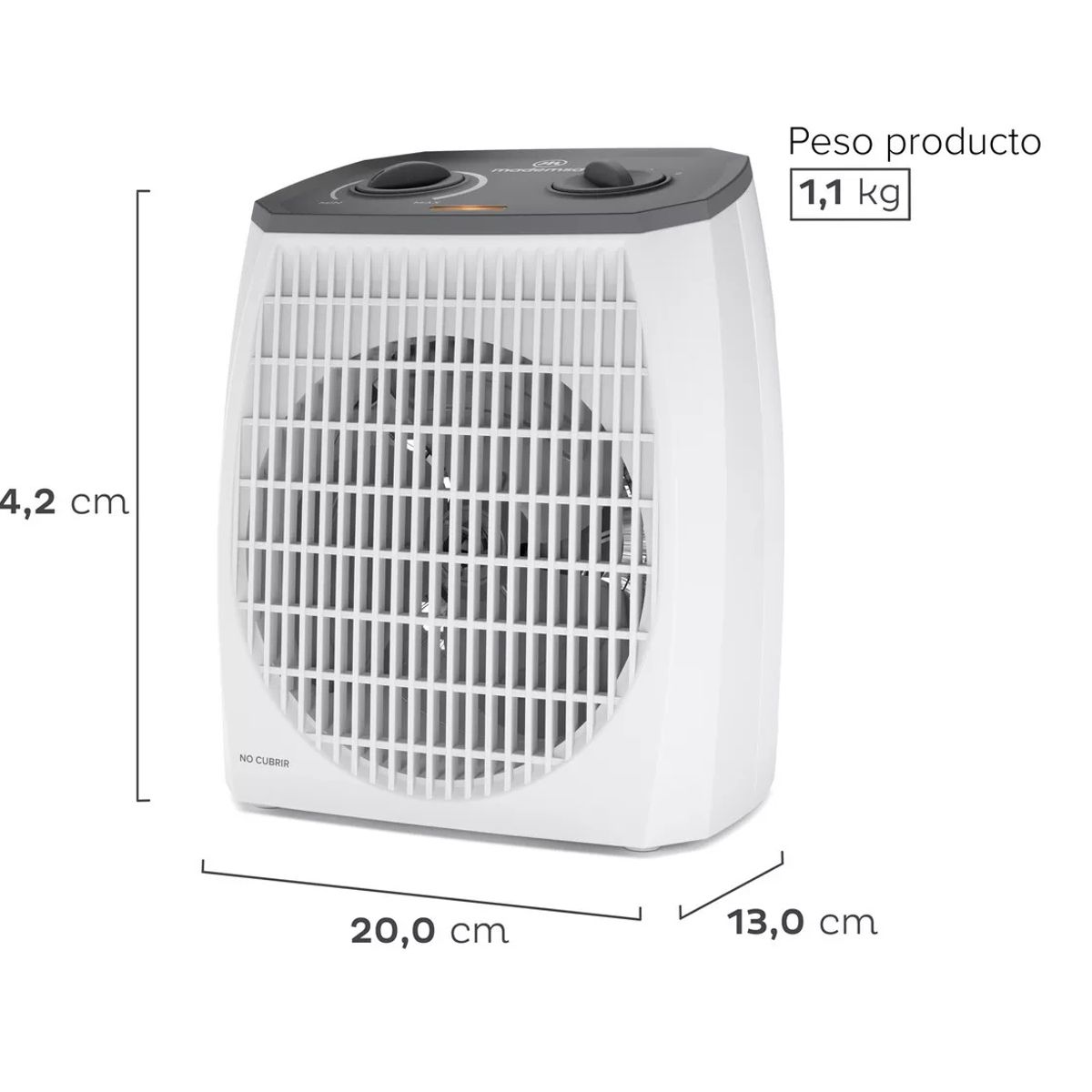 MADEMSA - Turboventilador Mademsa 2 Velocidades 2000w Termostato Tv500