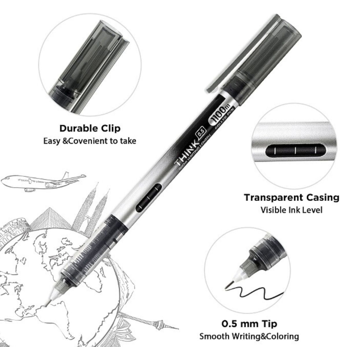 DELI - Lápices Pasta Bolígrafo Secado Rápido 0,5 Mm Pack De 12