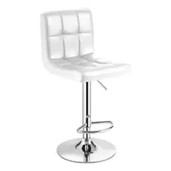 GENERICO - Pack 2 Silla Piso Bar Taburete Respaldo Ecocuero Regulable Blanco