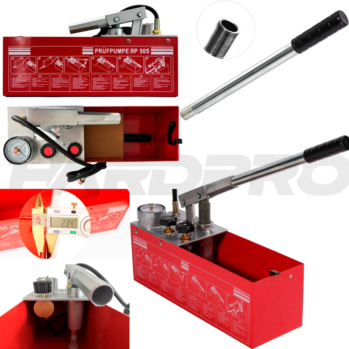 GENERICO - Bomba Manual Prueba Presion Hidraulica 0-50bar 728psi 5mp