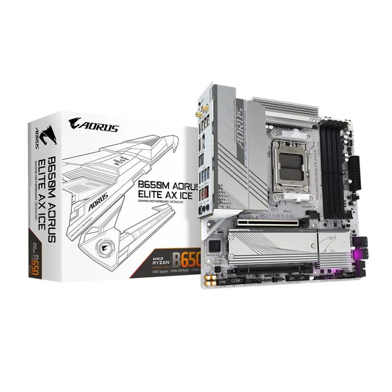 AORUS - Placa Madre Aorus B650M A Elite AX ICE AMD B650 AM5 DDR5 AXT