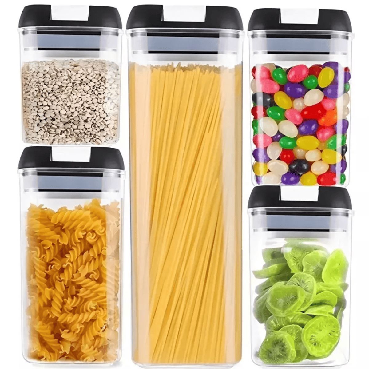 MOMO - Set 5 Contenedores Hermeticos Frasco Organizador Alimentos Contenedores
