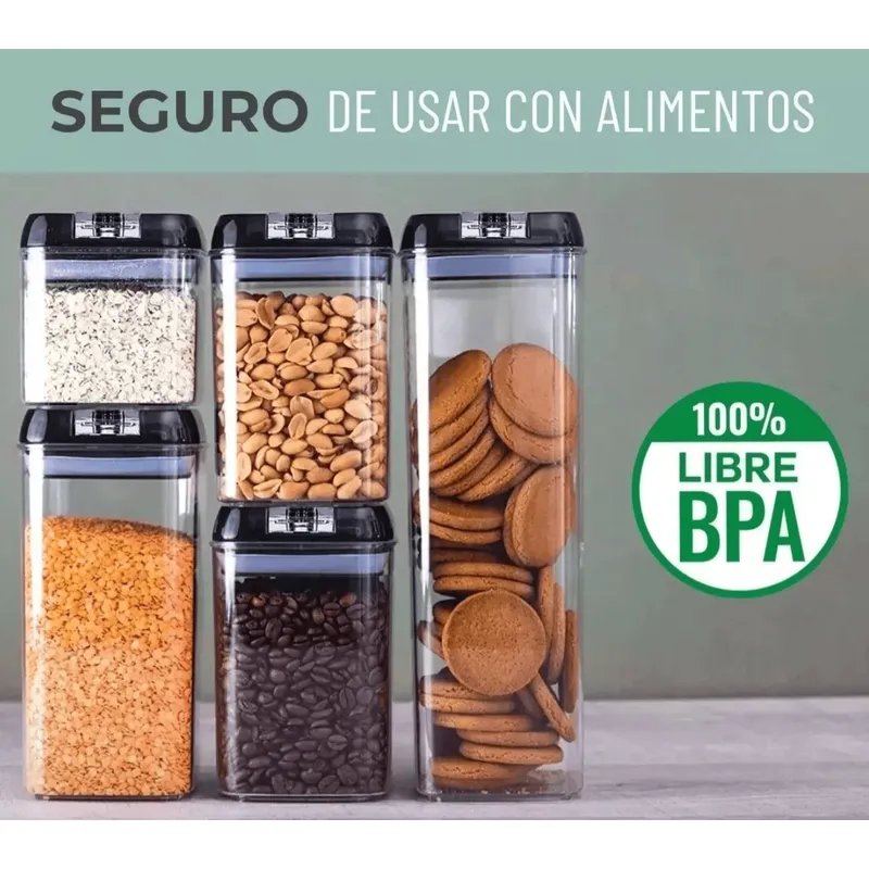 MOMO - Set 5 Contenedores Hermeticos Frasco Organizador Alimentos Contenedores