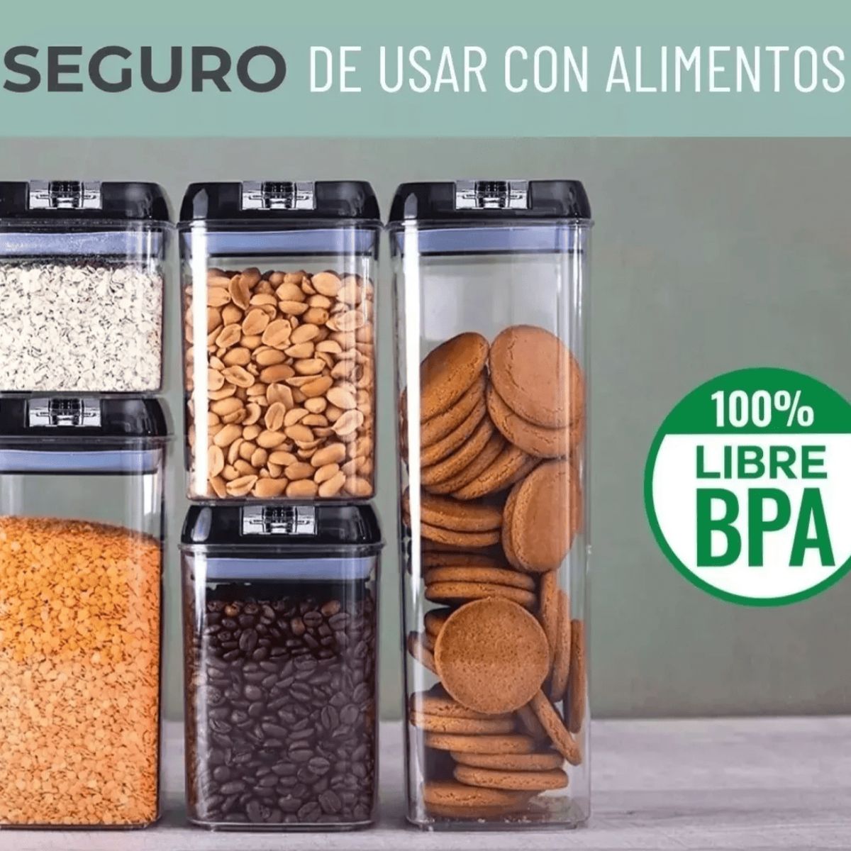 MOMO - Set 5 Contenedores Hermeticos Frasco Organizador Alimentos Contenedores