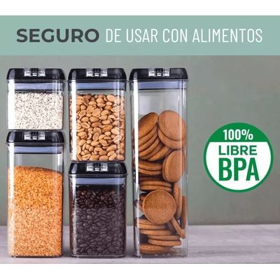 Imagen 2 del producto Set 5 Contenedores Hermeticos Frasco Organizador Alimentos Contenedores