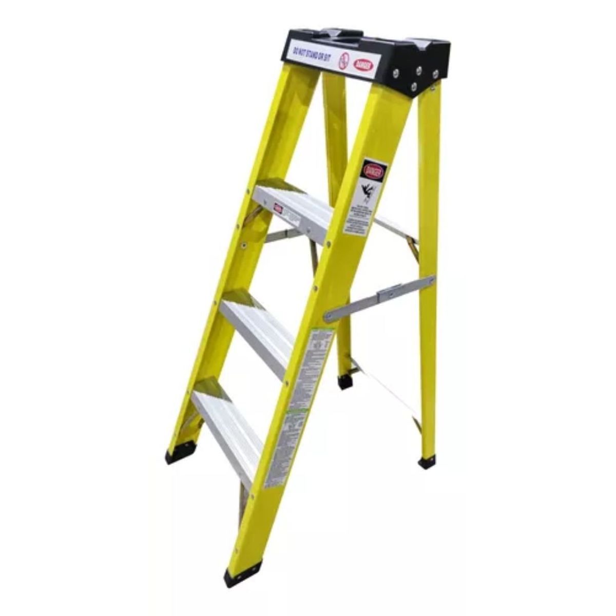 GENERICO - Escalera Fibra De Vidrio Industrial 1mts 4 Peldaños 150kg Amarilla