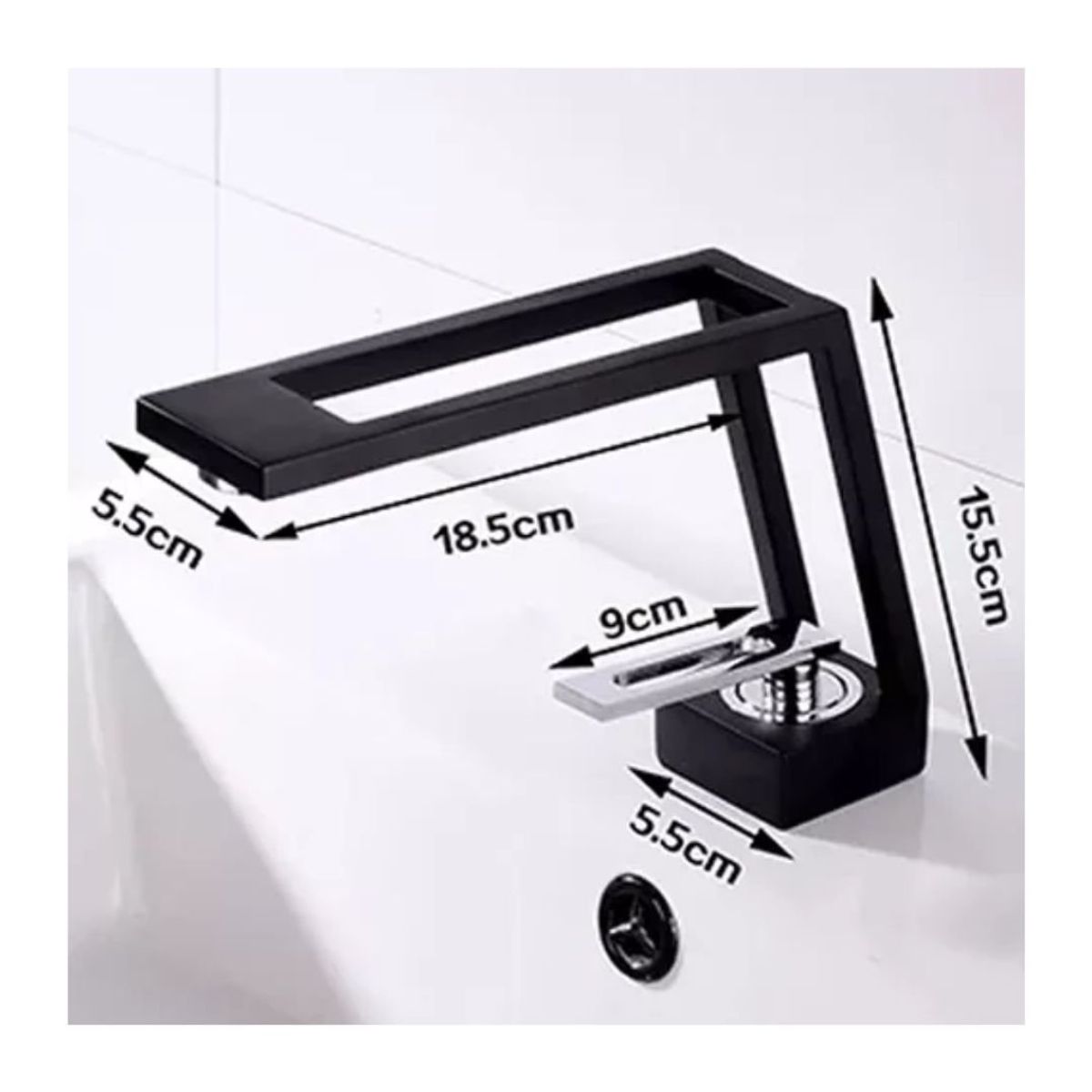 GENERICO - Llave Lavamanos Monomando Griferia De Lujo Diseño Moderno Negro