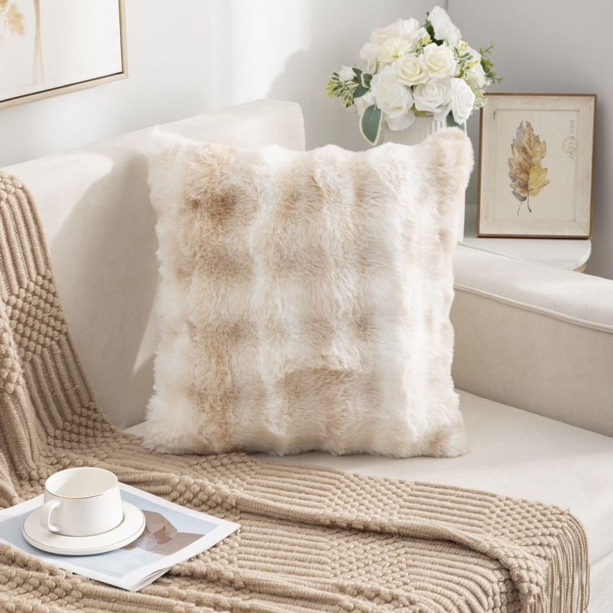 GENERICO - Pack 2 Cojines Alaska beige 45 x 45 cm