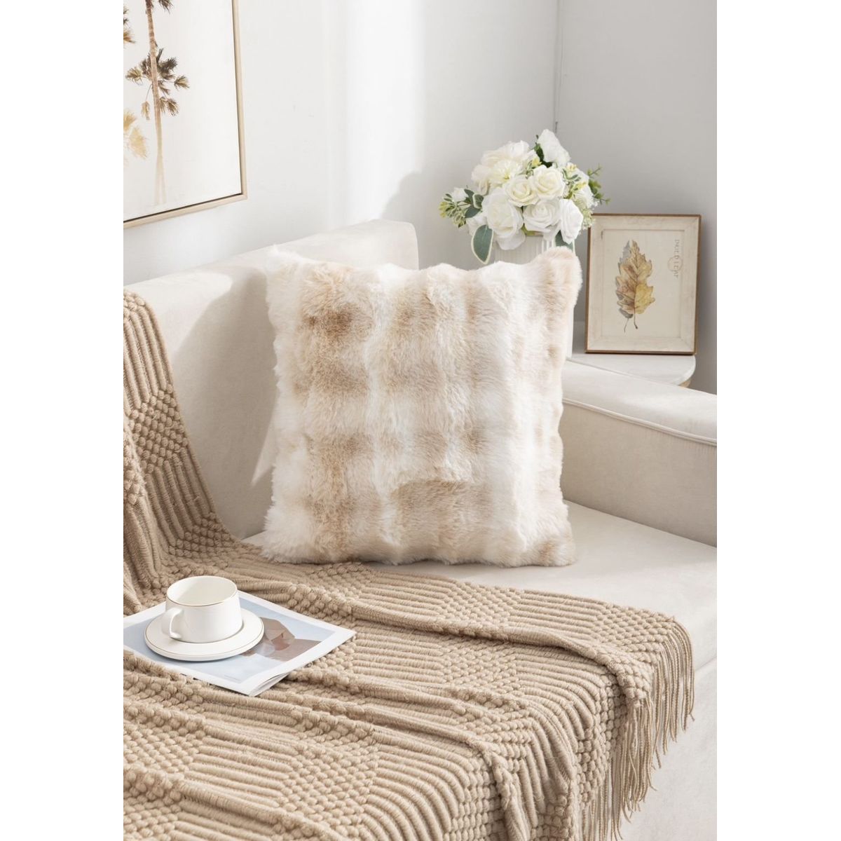 GENERICO - Pack 2 Cojines Alaska beige 45 x 45 cm