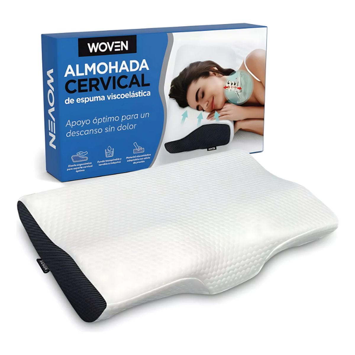 WOVEN - Almohada Ortopédica Cervical Woven Soporte Ergonómico Memory