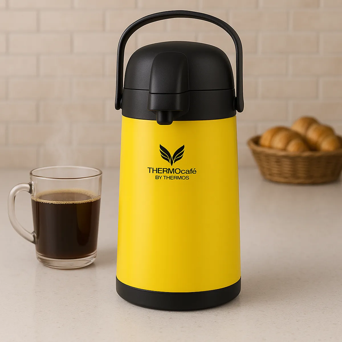 THERMOS - TERMO SIFÓN ACERO INOXIDABLE DE VIDRIO 1,9 LT AMARILLO