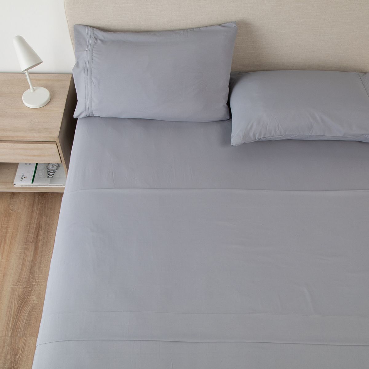 CASATUA - Sabana 1800 Hotel Ultra Suave Funda Bordada - Gris - Super King