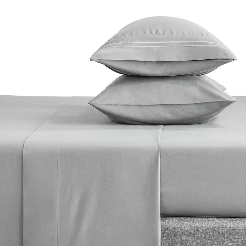 CASATUA - Sabana 1800 Hotel Ultra Suave Funda Bordada - Gris - Super King