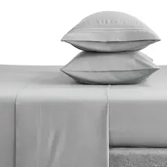 CASATUA - Sabana 1800 Hotel Ultra Suave Funda Bordada - Gris - Super King