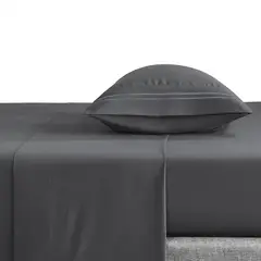CASATUA - Sabana 1800 Hotel Ultra Suave Funda Bordada - Gris oscuro - 1,5 plazas