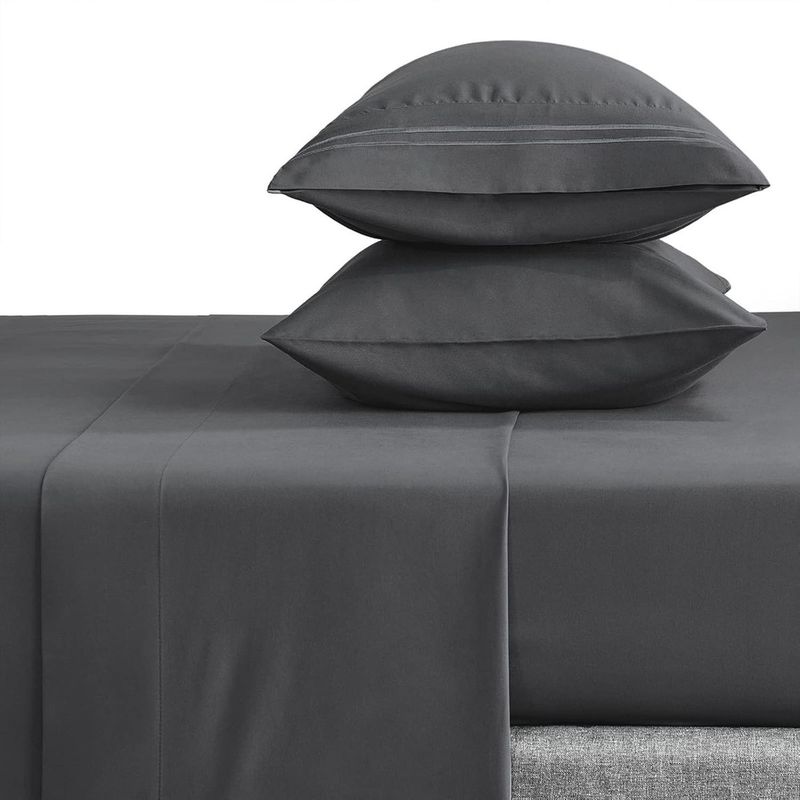 CASATUA - Sabana 1800 Hotel Ultra Suave Funda Bordada - Gris oscuro - 2 Plazas