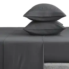 CASATUA - Sabana 1800 Hotel Ultra Suave Funda Bordada - Gris oscuro - Super King