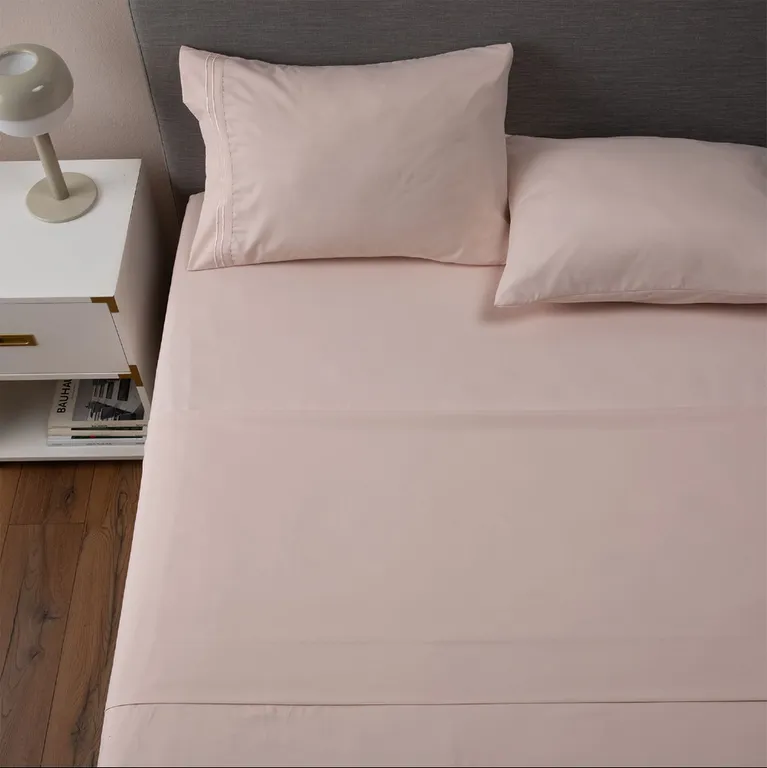 Sabana Hotel Ultra Suave + Funda Bordada Varias Medidas - Rosa - 2 plazas Blanco 2 PLAZAS