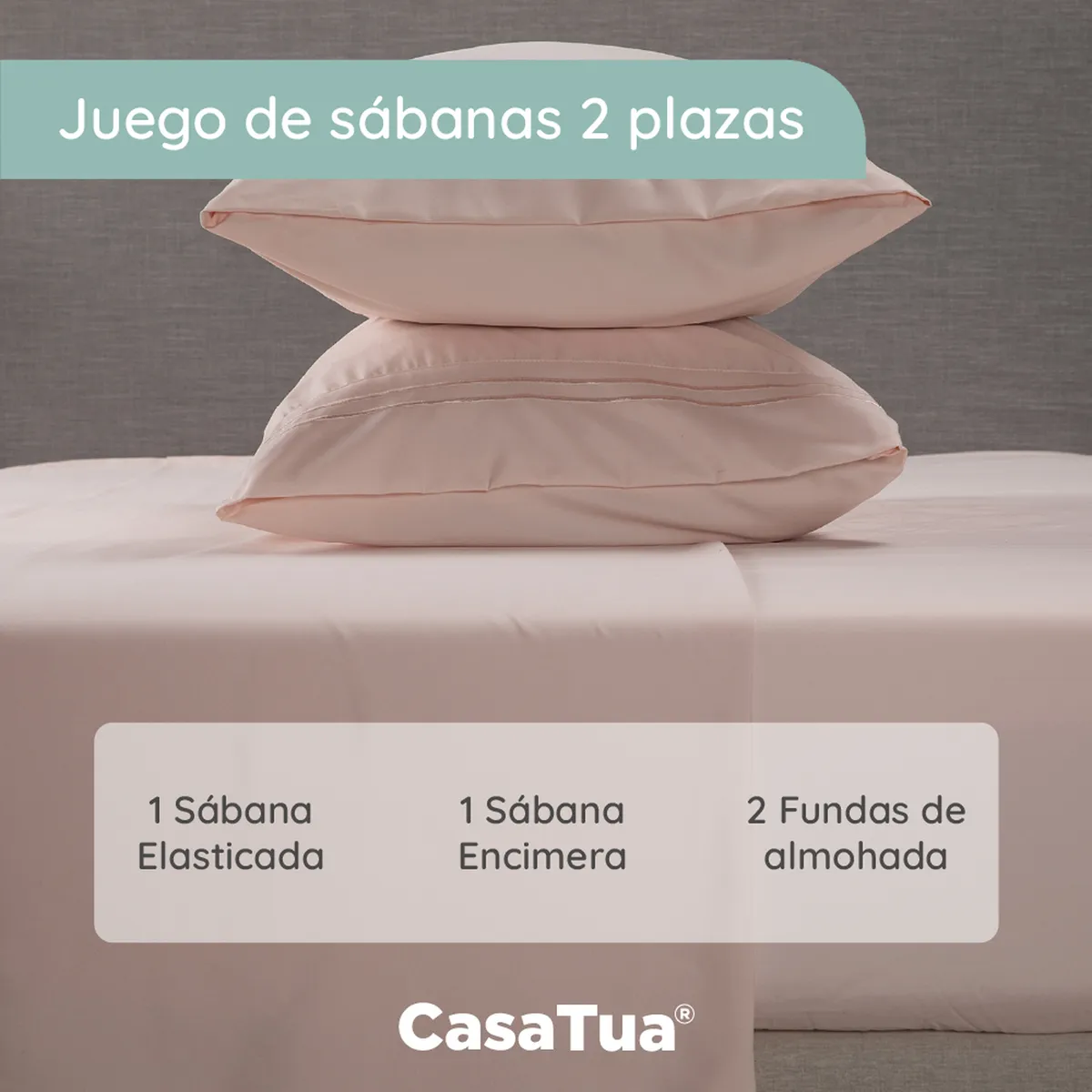 CASATUA - Sabana 1800 Hotel Ultra Suave Funda Bordada - Rosa - 2 plazas