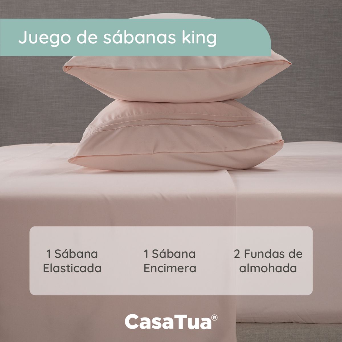 CASATUA - Sabana 1800 Hotel Ultra Suave Funda Bordada - Rosa - king