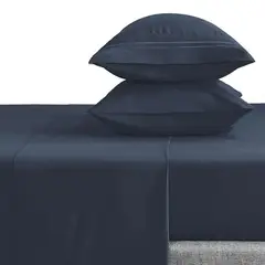 CASATUA - Sabana 1800 Hotel Ultra Suave Funda Bordada - Azul marino - Super King