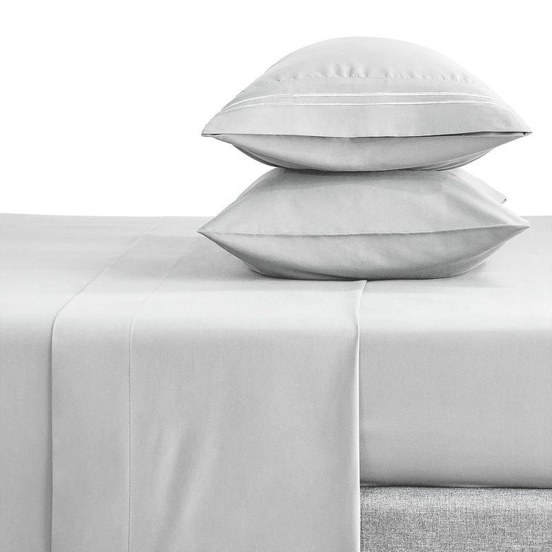 CASATUA - Sabana 1800 Hotel Ultra Suave Funda Bordada - Gris - 2 plazas