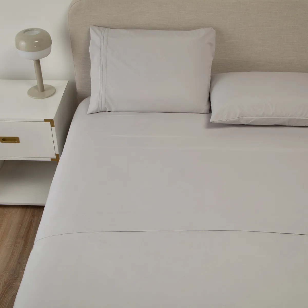 CASATUA - Sabana 1800 Hotel Ultra Suave Funda Bordada - Gris - Super King