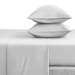 CASATUA - Sabana 1800 Hotel Ultra Suave Funda Bordada - Gris - Super King