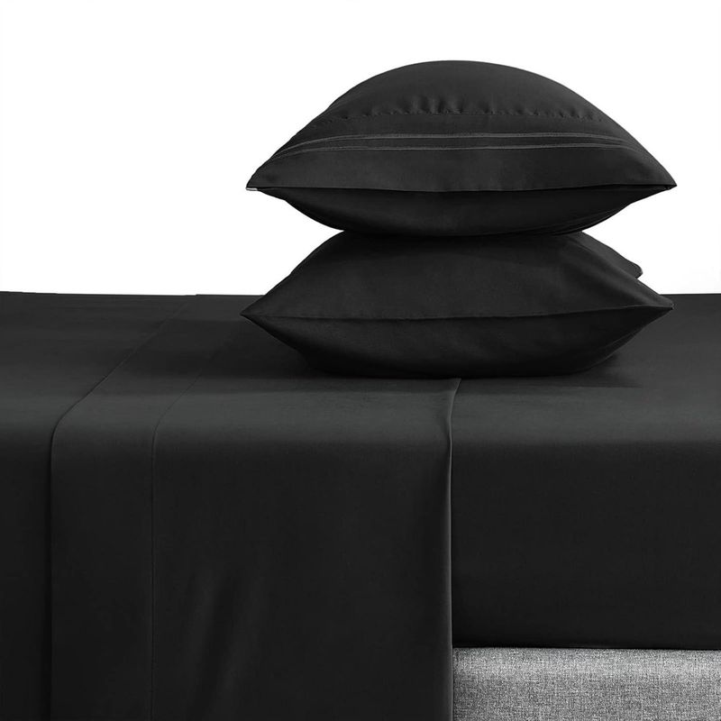 CASATUA - Sabana 1800 Hotel Ultra Suave Funda Bordada - Negro - Super King