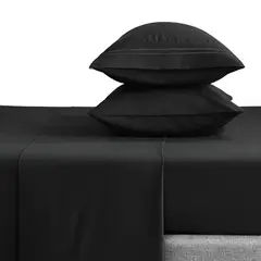 CASATUA - Sabana 1800 Hotel Ultra Suave Funda Bordada - Negro - Super King