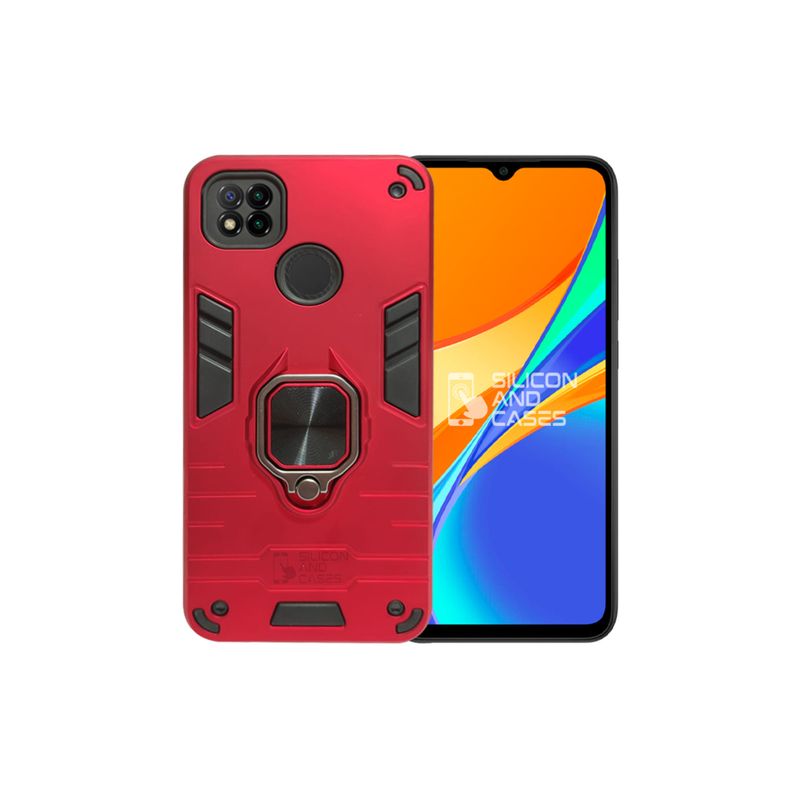 GENERICO - CARCASA ANILLO ANTIGOLPE PARA CELULAR XIAOMI REDMI 9C ROJO
