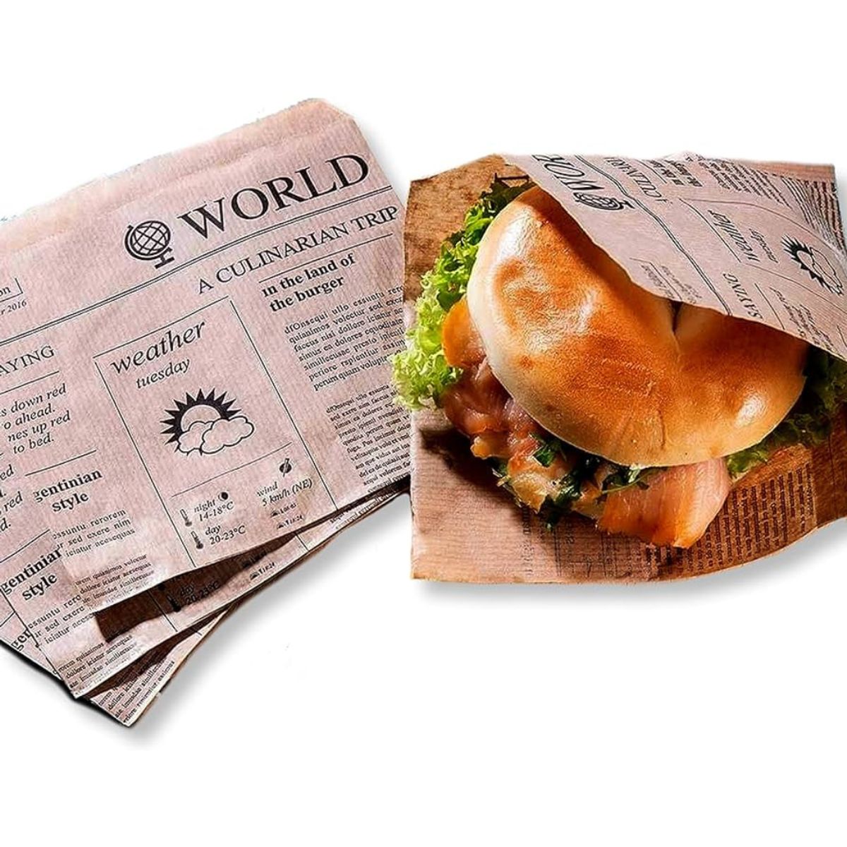 GENERICO - Papel Sobre Para Hamburguesa 16x16,5 Cm 50 Unidades