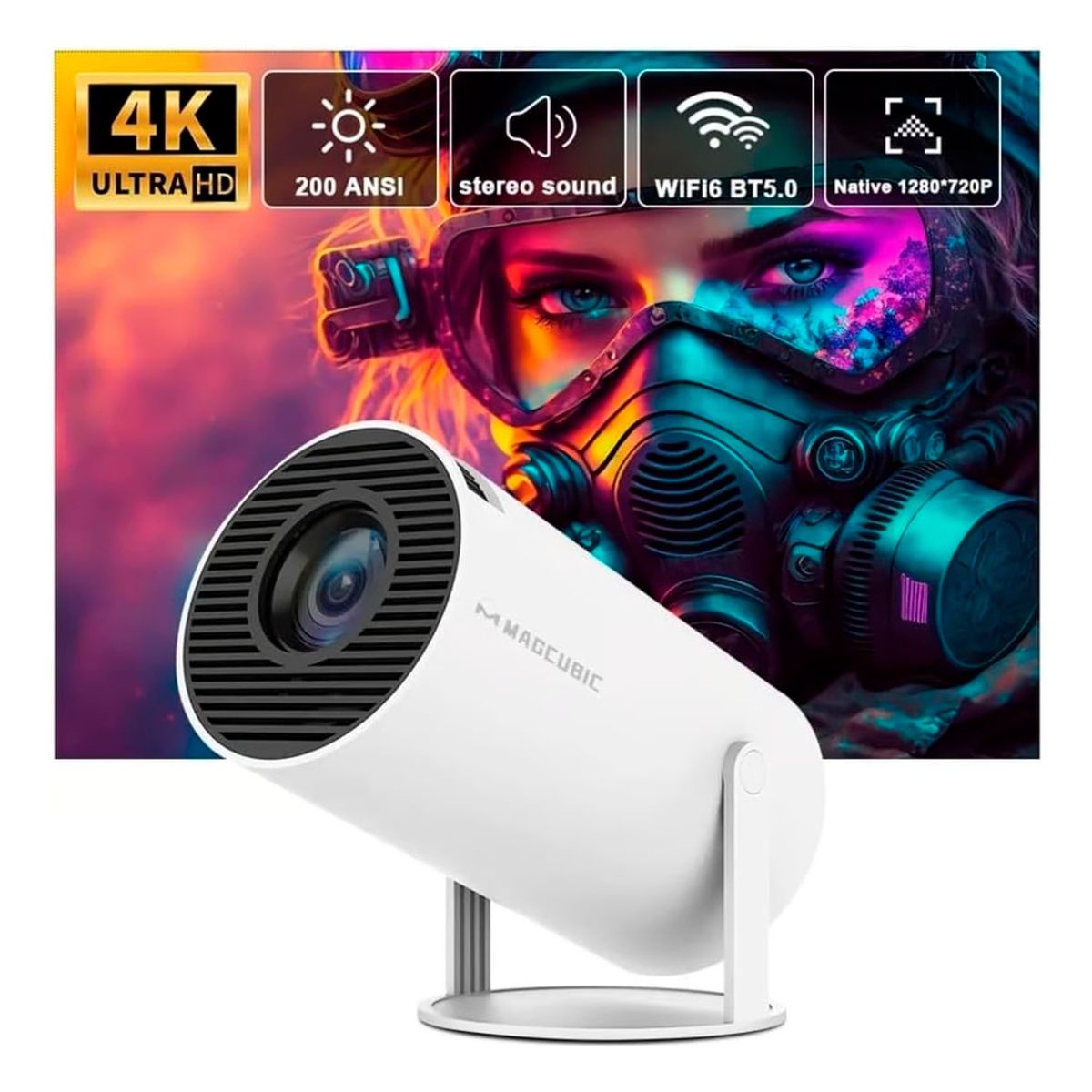 IPLAY - Proyector Inteligente Ultra Hd 4k 200lm Android Wifi Hdmi