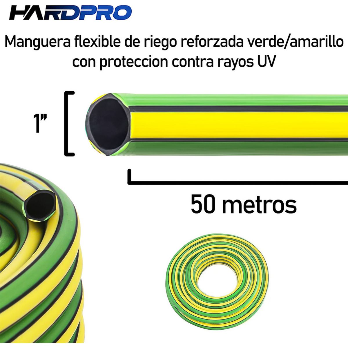 GENERICO - Manguera Riego Jardin 50m 1 P 23 mm Reforzada Proteccion Uv