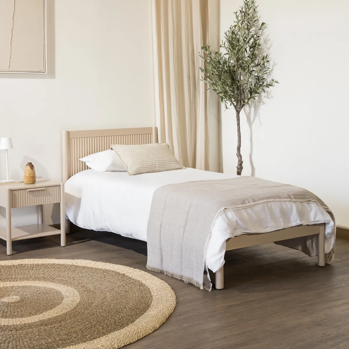 AMOBLE - Cama 1 Plaza Leo Greige Amoblé