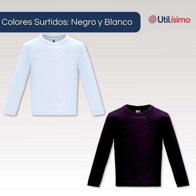 Imagen 2 del producto Pack 3 Camisetas Algodón Primera Capa Polera Niño Blanco Y Negro