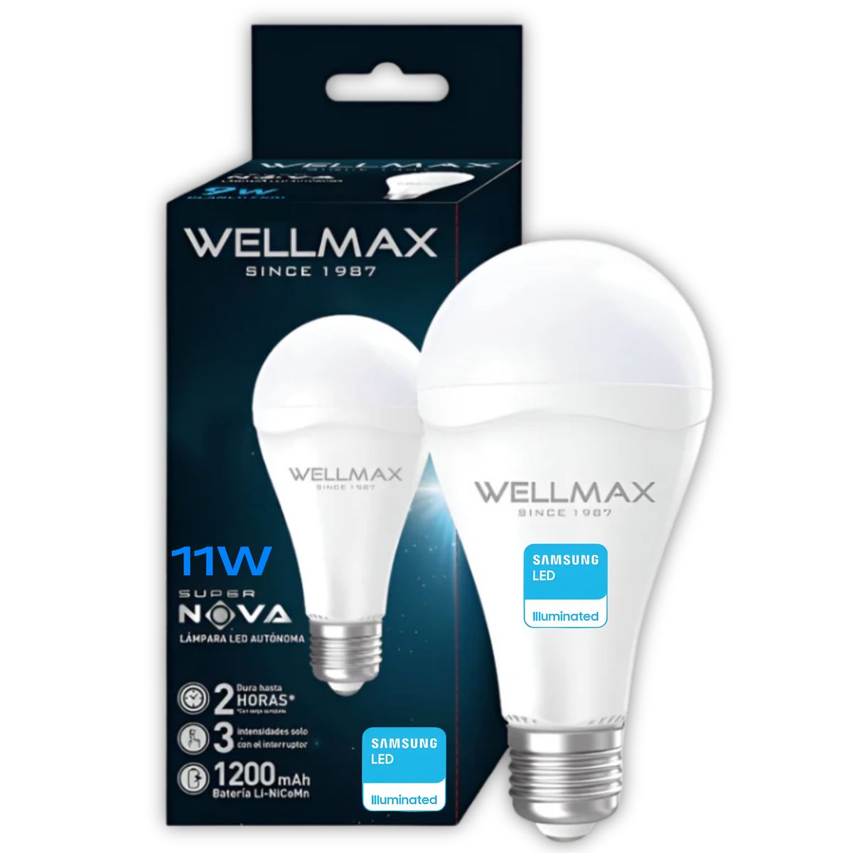 WELLMAX - Ampolleta LED Recargable 11W con Chip LED Samsung Super Nova